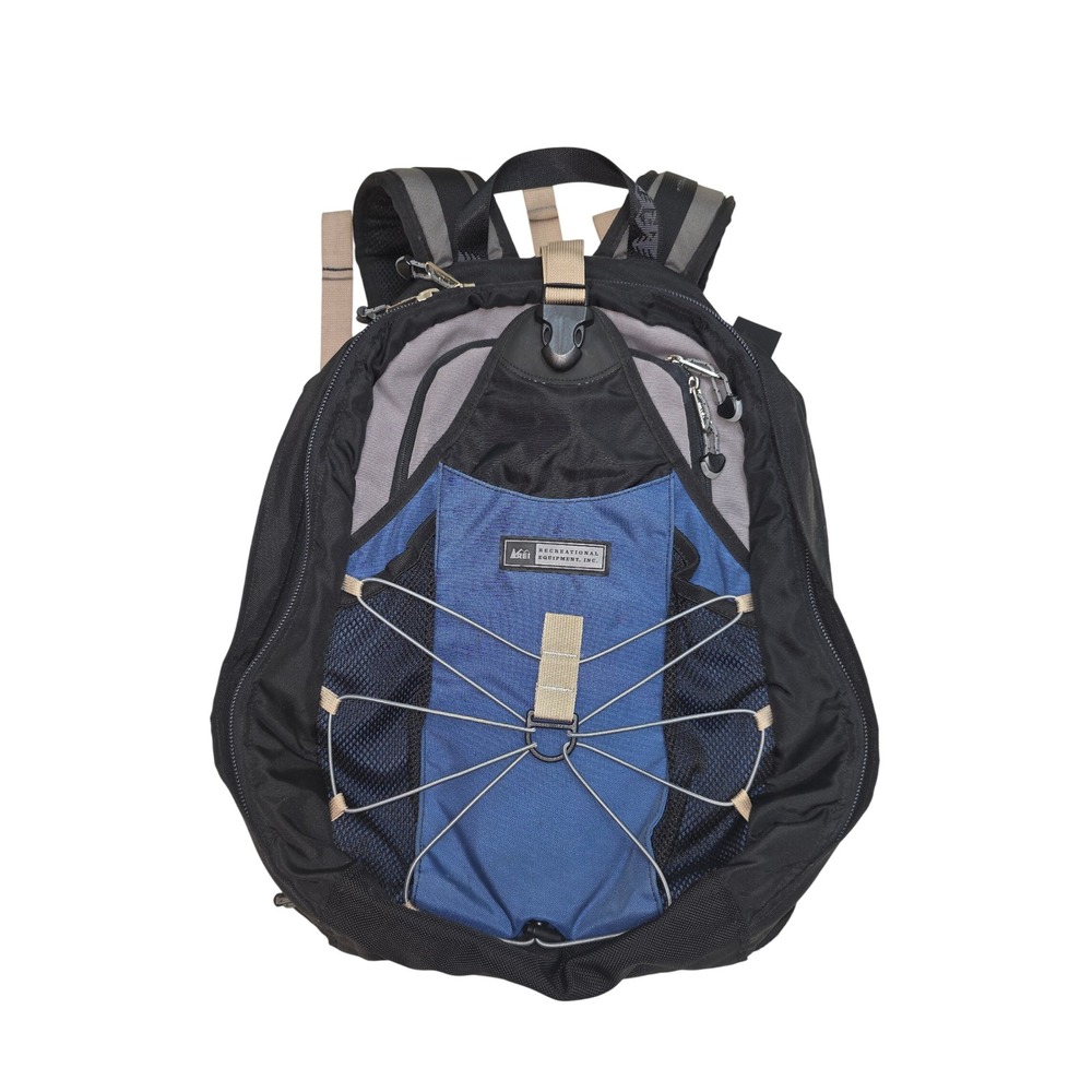 REI Daypack Expandable Backpack Black Blue Gray Hiking Travel School Waist Belt
